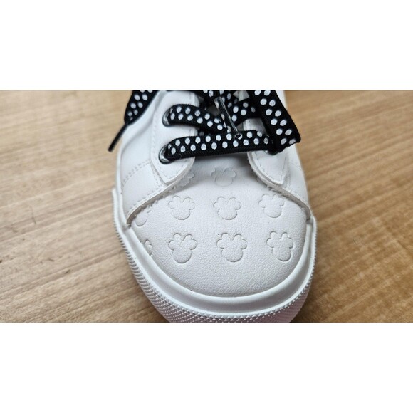 Disney Minnie Mouse Shoes Womens Size 6.5 White Black Embroidered Polka Dot - Picture 7 of 8